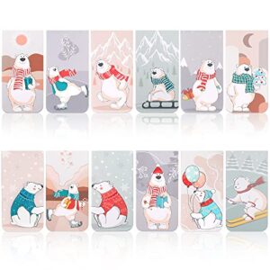 12 pieces christmas magnetic bookmarks cute bookmarks for kids magnet page clips bookmark with polar bear pattern magnetic page markers for kids birthday presents classroom prizes students school