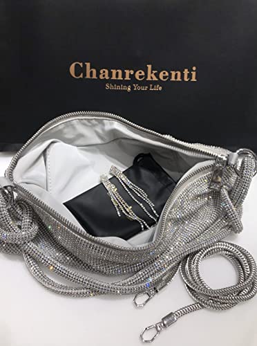 Chanrekenti Rhinestone Purse Rhinestone Evening Bag Rhinestone Sparkly Purse Crystal Top Handle Bag for Women Gift