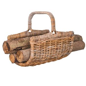 vintiquewise decorative rattan natural log holder basket for entryway, dining, living room, or bedroom