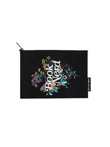 out of print book nerd floral pouch