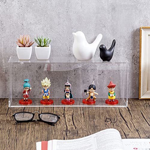 MyGift Wall Mounted Clear Premium Acrylic Collectible and Figurines Display Storage Floating Shelf, 2 Tier Hanging Shadow Box Style Shelf Rack