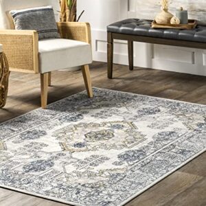 nuLOOM Evanna Faded Medallion Machine Washable Area Rug, 7' 10" x 10', Beige