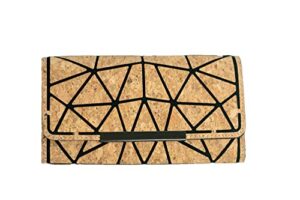 cork clutch geometric wallet three fold minimalist purse slim card holder eco friendly natural,tan and black