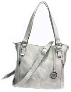 zzfab concealed carry hobo bag with hidden lock multi pockets ccw tote bag grey