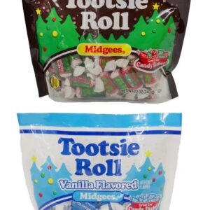 Tootsie Roll Christmas Chocolate and Vanilla Flavored Midgees, Pack of 2 12oz Bags