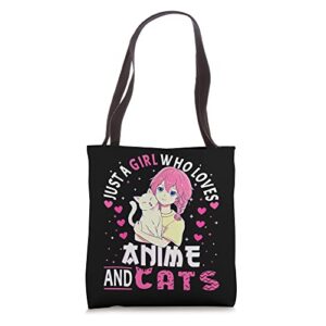 just a girl who loves anime and cats. anime stuff anime cat tote bag
