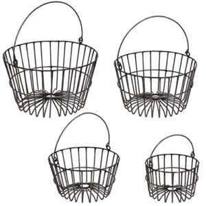 sunnydaze 4-piece rustic metal nesting baskets with handles – farmhouse style bins for indoor/outdoor home storage and decor