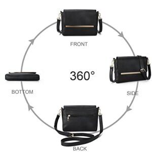 Small Crossbody Bags for Women Cellphone Purse Vegan Leather Ladies Shoulder Purse Teenager Wristlet Black Black