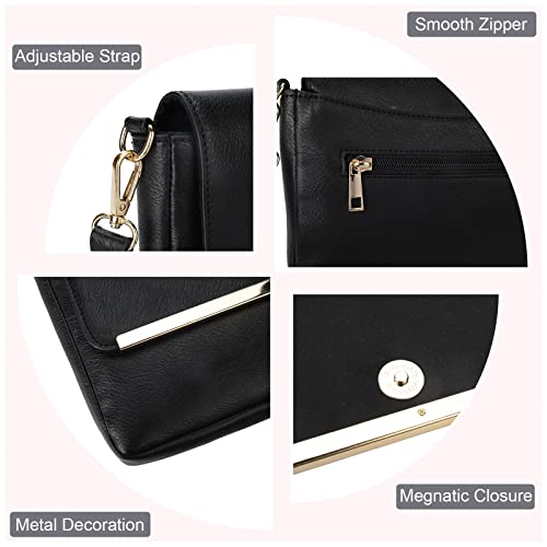 Small Crossbody Bags for Women Cellphone Purse Vegan Leather Ladies Shoulder Purse Teenager Wristlet Black Black
