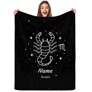 terstin custom constellation scorpio blanket with name horoscope zodiac blankets, birthday souvenir gifts personalized throw blanket for dad, mom, kids, pets or couples extra small 40″x30″ for pet