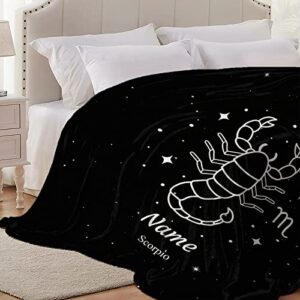 TERSTIN Custom Constellation Scorpio Blanket with Name Horoscope Zodiac Blankets, Birthday Souvenir Gifts Personalized Throw Blanket for Dad, Mom, Kids, Pets or Couples Extra Small 40"x30" for Pet