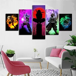 Japanese Anime Poster Canvas Wall Art One Piece 5 Pieces HD Pictures Print for Living Room Home Bedroom Playroom Decor Gougind