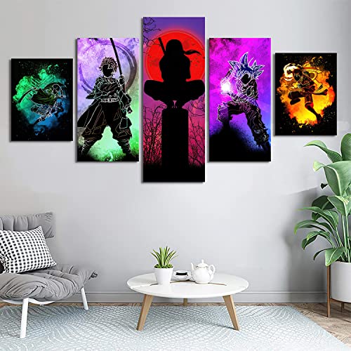 Japanese Anime Poster Canvas Wall Art One Piece 5 Pieces HD Pictures Print for Living Room Home Bedroom Playroom Decor Gougind