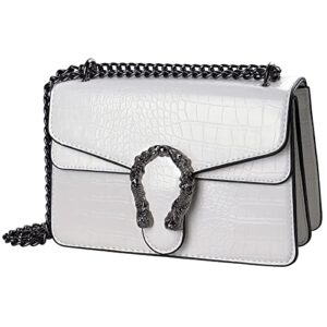 crossbody shoulder bag for women luxurious snake print leather chain tote evening square handbag satchel purse white