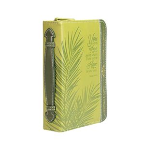 put my hope palm frond green and gold tone large faux leather bible cover
