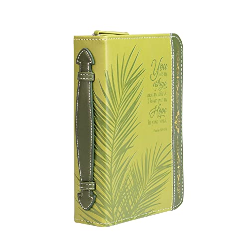 Put My Hope Palm Frond Green and Gold Tone Large Faux Leather Bible Cover