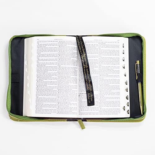 Put My Hope Palm Frond Green and Gold Tone Large Faux Leather Bible Cover