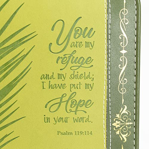 Put My Hope Palm Frond Green and Gold Tone Large Faux Leather Bible Cover