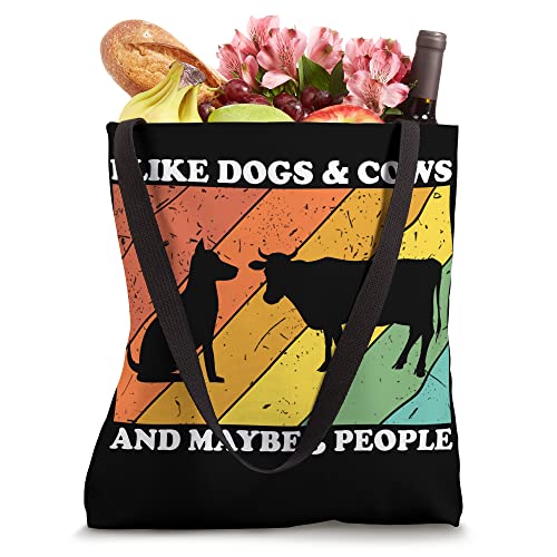 I Like Dogs & Cows And Maybe Like 3 People Retro Funny Tote Bag