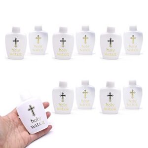 igufsdig 10pcs 60ml holy water bottles with screw lid plastic holy water container holy water empty containers with gold cross for catholic christian halloween baptism party church