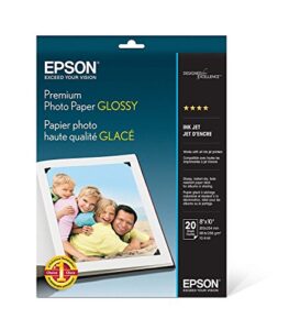 epson premium photo paper glossy (8×10 inches, 20 sheets) (s041465),white