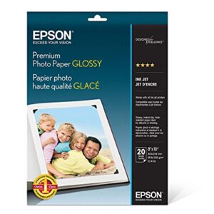 Epson Premium Photo Paper GLOSSY (8x10 Inches, 20 Sheets) (S041465),White