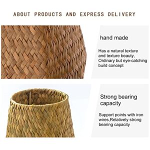 EESLL Rattan Vases, Natural Seaweed Woven Baskets Woven Flower Baskets Straw Woven Baskets Plant Pots Storage Boxes Containers Sundries Storage Boxes