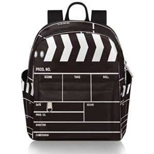 black movie clapboard mini backpack for women girls, small backpack purse travel shoulder bag casual lightweight daypack fashion backpack