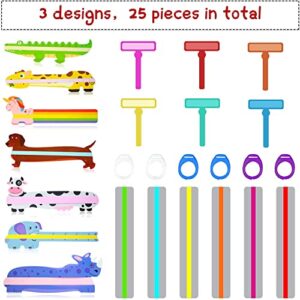 QONIA 25 Pieces Dyslexia Strips Guide Strips Animal Bookmarks Finger Tracking Rulers