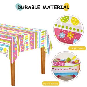 CAKKA Easter Tablecloth Plastic 54x108 Inch, 2Pack Disposable Easter Egg Tablecloth, Rectangle Easter Table Cloth Table Cover for Easter Table Decor Decorations