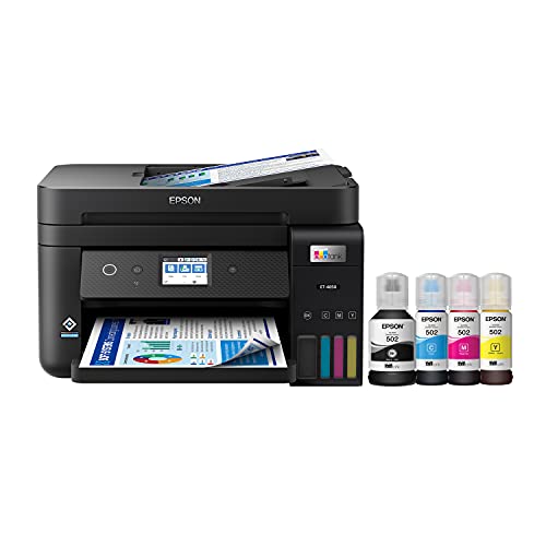 Epson EcoTank ET-4850 Wireless All-in-One Cartridge-Free Supertank Printer with Scanner, Copier, Fax, ADF and Ethernet – The Perfect Printer Office - Black