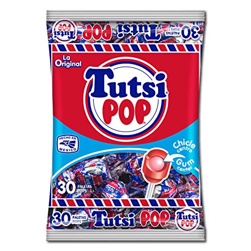 Tutsi Pop La Original Mexican Candy Pops with Cherry Flavor with Tutti Frutti Gum Center, 21.2 Oz