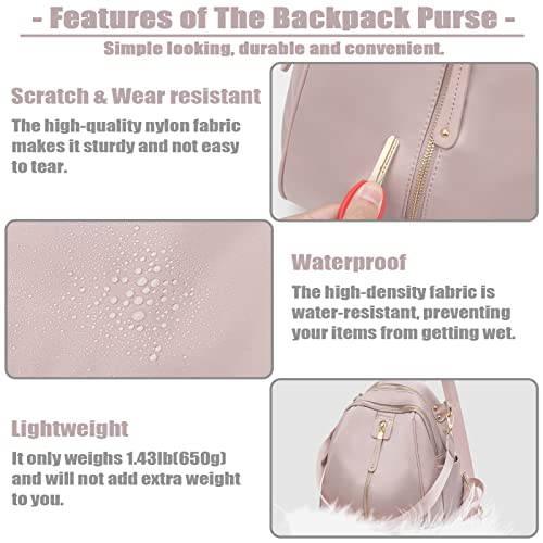 Small Cute Backpack Purse for Women Convertible Casual Shoulder Bag Fashion Satchel Handbag with Anti-Theft Pocket (Pink)