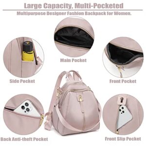 Small Cute Backpack Purse for Women Convertible Casual Shoulder Bag Fashion Satchel Handbag with Anti-Theft Pocket (Pink)