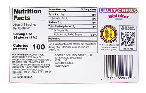 Fruit Chews Mini Bites Candy Coated Chews Movie Theater Box, 3.5 oz (Case of 12)