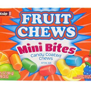 Fruit Chews Mini Bites Candy Coated Chews Movie Theater Box, 3.5 oz (Case of 12)