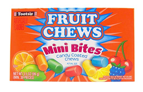 Fruit Chews Mini Bites Candy Coated Chews Movie Theater Box, 3.5 oz (Case of 12)