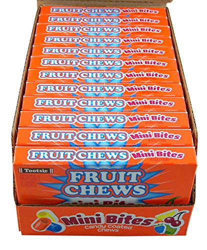 Fruit Chews Mini Bites Candy Coated Chews Movie Theater Box, 3.5 oz (Case of 12)