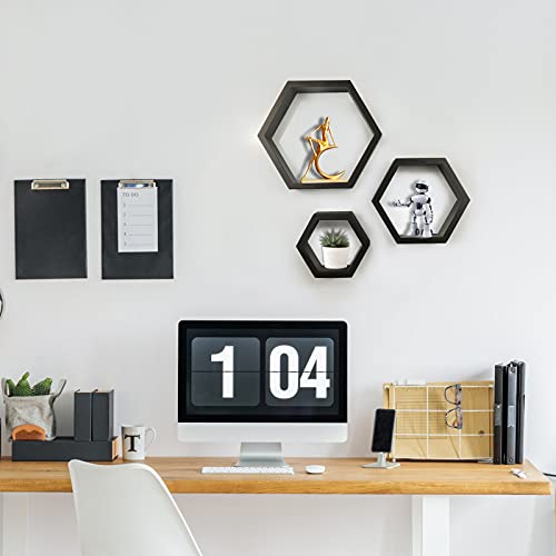 KEZORY Mounted Creative Hexagon Floating Shelves,Hexagonal Wall Decoration Floating Display Stand-Modern Geometric Wall Decoration-Perfect Choice for Living Room, Kitchen, Bedroom, Bathroom (Black)