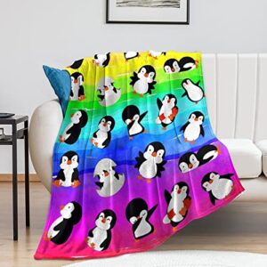 Animal Penguin Blanket Ultra Soft Penguins Flannel Fleece Throw Blankets Lightweight Microfiber Fun Art Bedding for Sofa Bed Couch Travel 50"X40"