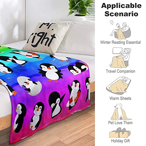 Animal Penguin Blanket Ultra Soft Penguins Flannel Fleece Throw Blankets Lightweight Microfiber Fun Art Bedding for Sofa Bed Couch Travel 50"X40"