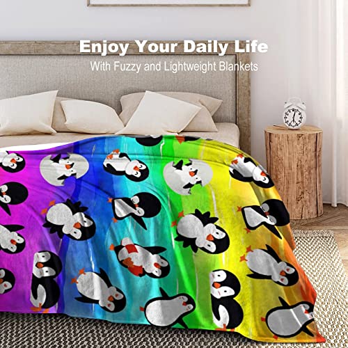 Animal Penguin Blanket Ultra Soft Penguins Flannel Fleece Throw Blankets Lightweight Microfiber Fun Art Bedding for Sofa Bed Couch Travel 50"X40"