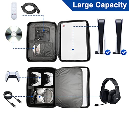 PS5 Carrying Case, Compatible with Playstation 5 Console/Controllers/Headset/Games and Other Accessories - Protective Travel Case with Hard Shell & Customized Foam for Storage (Classic PS1 Style)
