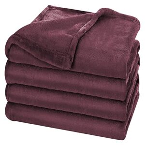 flannel fleece blanket lightweight throw blankets for couch, bed, sofa, super soft cozy microfiber blanket 310gsm luxury blanket(wine red, 90″x108″)
