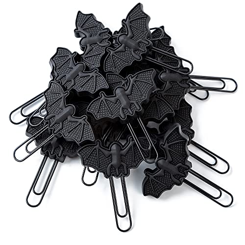 tiecawk 16Pack Halloween Bat Paper Clips Artificial Black Bat Bookmarks Soft PVC Bat Paperclips in Box for Halloween Festival Party Decoration Birthday Gift Home Office Supplies