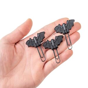 tiecawk 16Pack Halloween Bat Paper Clips Artificial Black Bat Bookmarks Soft PVC Bat Paperclips in Box for Halloween Festival Party Decoration Birthday Gift Home Office Supplies