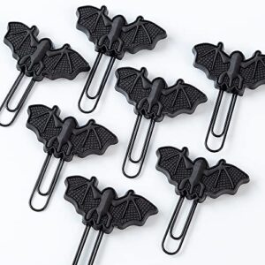 tiecawk 16Pack Halloween Bat Paper Clips Artificial Black Bat Bookmarks Soft PVC Bat Paperclips in Box for Halloween Festival Party Decoration Birthday Gift Home Office Supplies