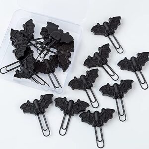 tiecawk 16Pack Halloween Bat Paper Clips Artificial Black Bat Bookmarks Soft PVC Bat Paperclips in Box for Halloween Festival Party Decoration Birthday Gift Home Office Supplies