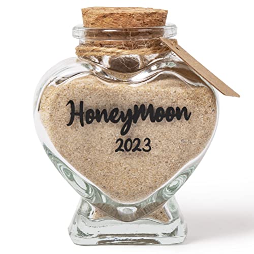 TUNGURIS Honeymoon Sand Keepsake Jar 2023，Bridal Shower Gift, Wedding Gift, Engagement Gift, Honeymoon Gift, Travel Gift for Couples, Newlywed, Fiance(Gift Box Includes) - 40ml Glass