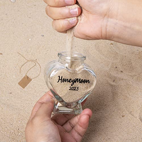 TUNGURIS Honeymoon Sand Keepsake Jar 2023，Bridal Shower Gift, Wedding Gift, Engagement Gift, Honeymoon Gift, Travel Gift for Couples, Newlywed, Fiance(Gift Box Includes) - 40ml Glass